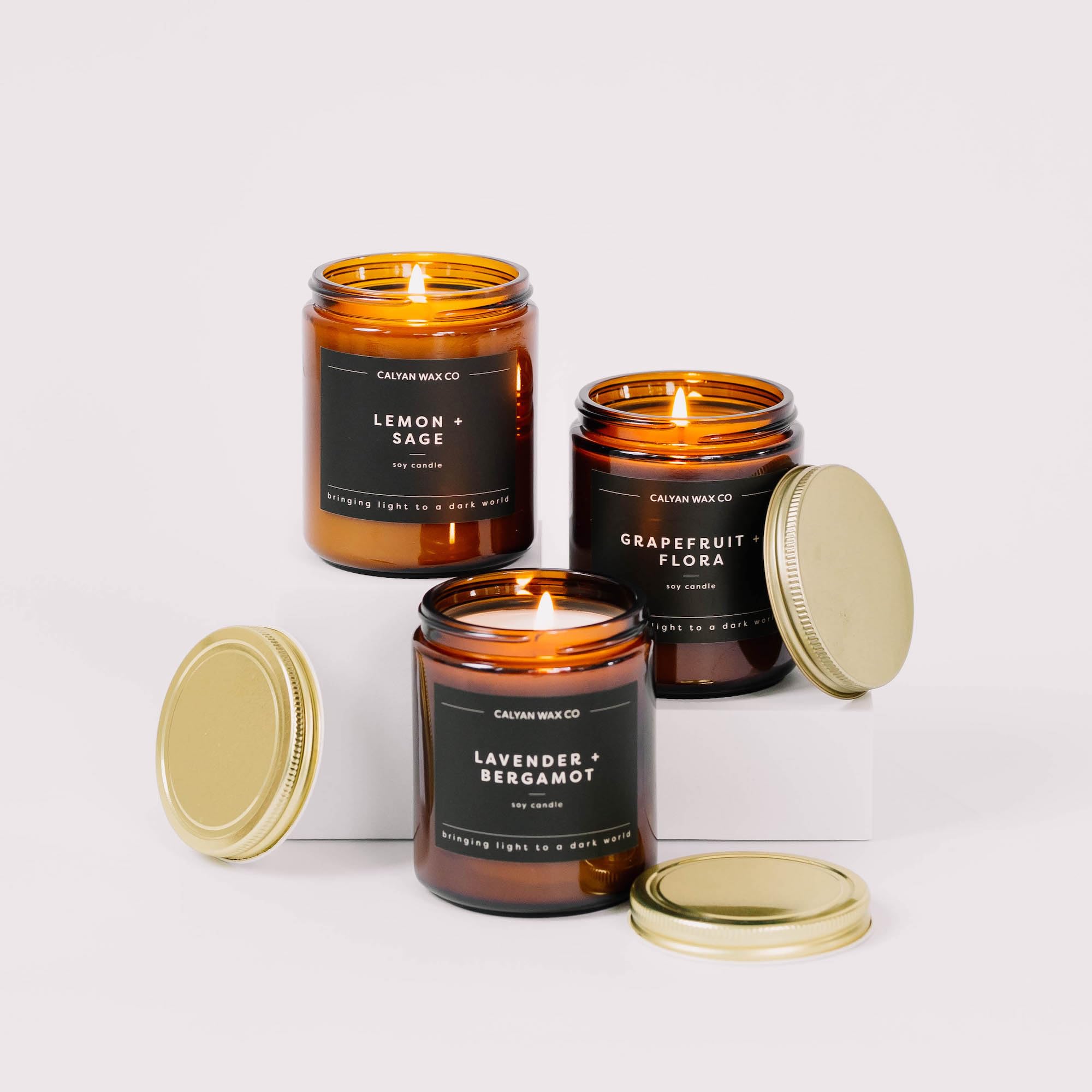 Calyan Wax Co. Apples & Maple Bourbon Scented Candle - 57 Hour Burn - Luxury Non Toxic Soy Wax Candles - Long Lasting Amber Glass Jar Candle for Home - 7.2oz