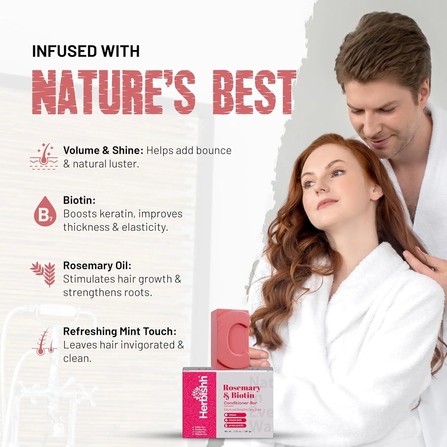 (5 Pack)  Rosemary Conditioner Bar for Hair Growth, Volumizing Solid Conditioner, Strengthening Biotin Bar, Cleansing Soap for Women & Men, Ideal for Curly & Straight Hair Vegan & Sulfate-Free 3.53 Oz