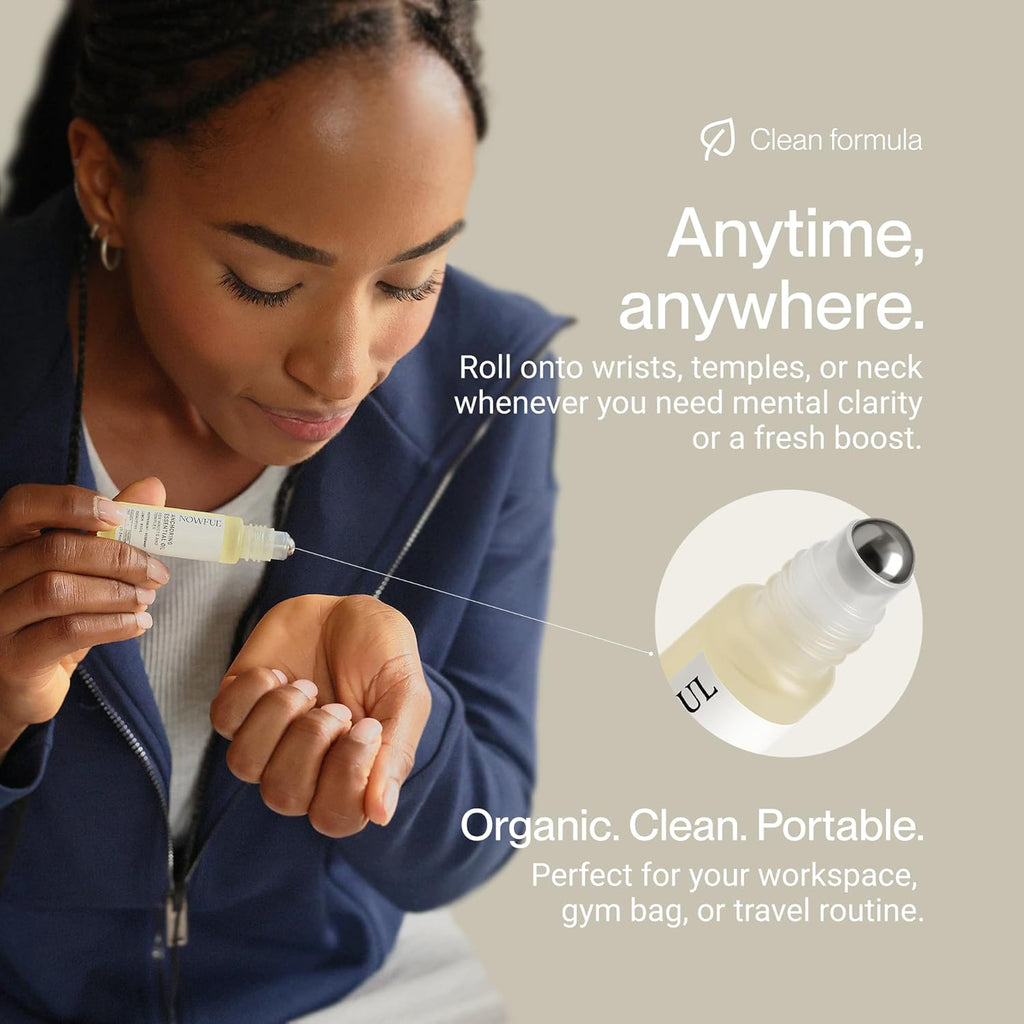 Anchoring Essential Oil Roll-On for Focus, Energy & Stress Relief - Awaken Senses with Pure Peppermint, Eucalyptus, Lemon & Rosemary Essential Oil Blend | Amplify Mood and Mental Clarity - 10ml