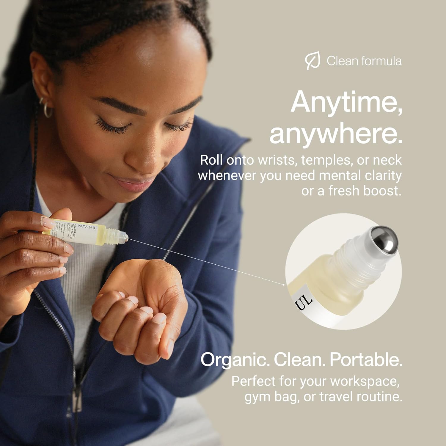 Anchoring Essential Oil Roll-On for Focus, Energy & Stress Relief - Awaken Senses with Pure Peppermint, Eucalyptus, Lemon & Rosemary Essential Oil Blend | Amplify Mood and Mental Clarity - 10ml