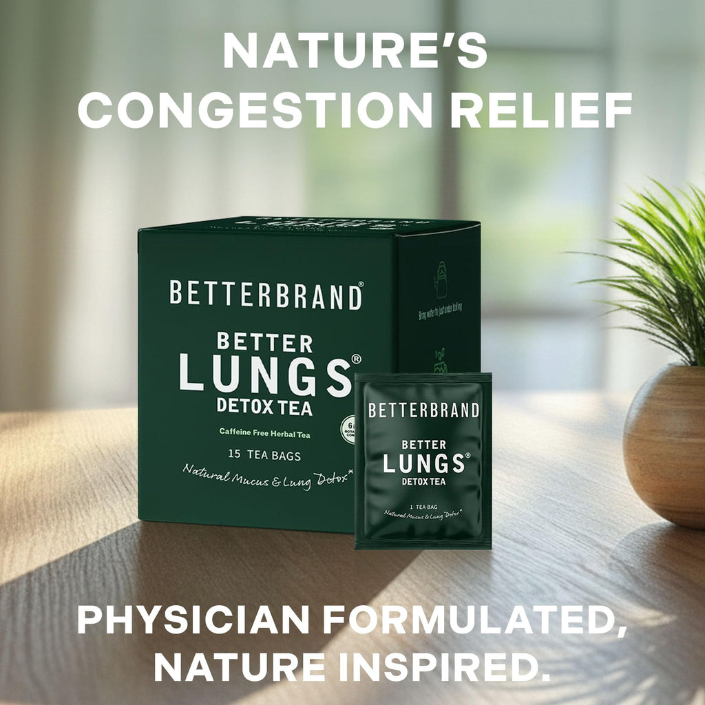 Betterbrand Mullein Tea Bags for Lung Detox - Respiratory Support with Thyme, Elderberry, Ginseng, Ginger, Caffeine Free Herbal Blend - 15 Tea Bags (Pack of 1)