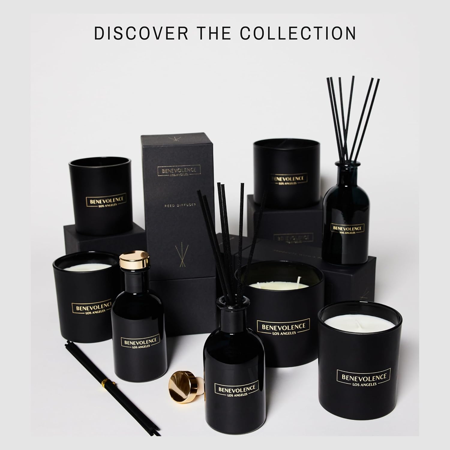 Benevolence LA Bergamot & Jasmine Christmas Scented Candles | Soy Candles, Black Candle for Home | Holiday Candle Gifts for Women and Men | Home Fragrance | Aromatherapy | 8oz, 45 Hour Burn