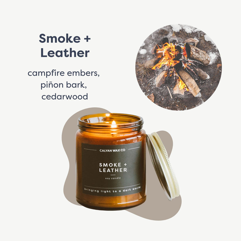 Calyan Wax Co. Apples & Maple Bourbon Scented Candle - 57 Hour Burn - Luxury Non Toxic Soy Wax Candles - Long Lasting Amber Glass Jar Candle for Home - 7.2oz