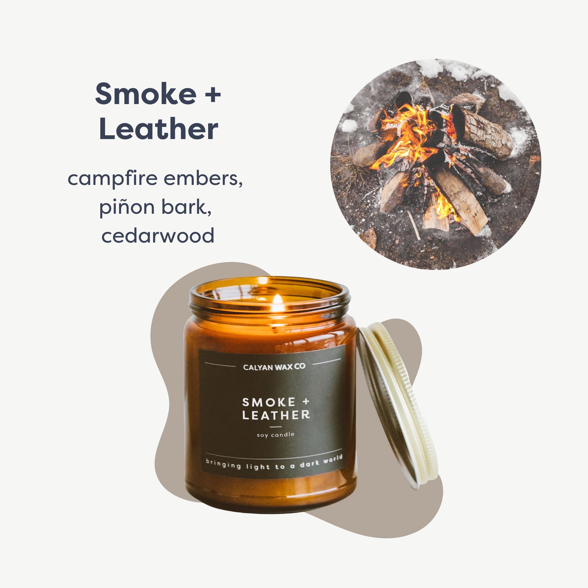 Calyan Wax Co. Apples & Maple Bourbon Scented Candle - 57 Hour Burn - Luxury Non Toxic Soy Wax Candles - Long Lasting Amber Glass Jar Candle for Home - 7.2oz