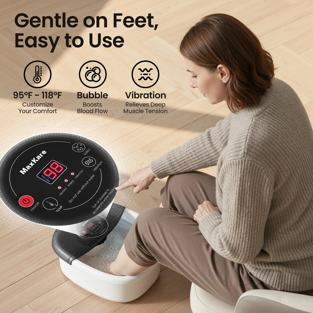 Foot Spa Bath Massager with Heat, Bubbles, and Vibration for Soothe and Comfort Feet, Black