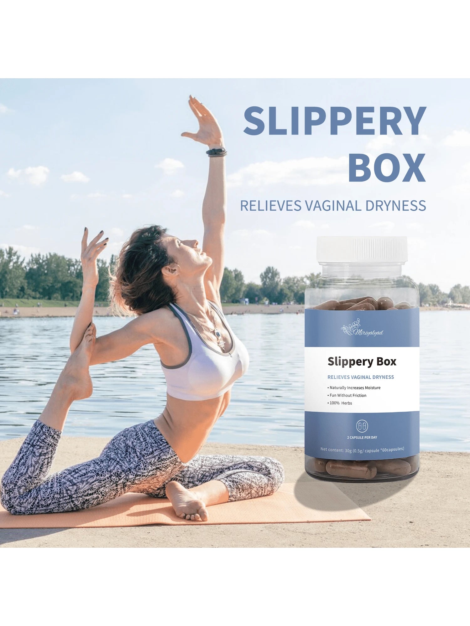 Miriyalyad Slippery Box - for Natural Moisture Support, Feminine Care for Health | Feminine Care for Women, 60 Fast-Acting Capsules