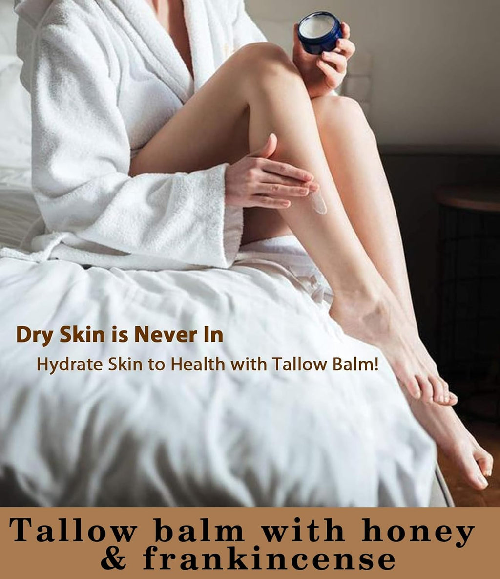 Tallow Balm, Tallow Honey Body Cream, Face Moisturizing Cream, All Purpose Use Balm Anti-Drying Anti-Cracking for Spring, Summer, Autumn and Winter Skin Care (Tallow Balm, 100 G)