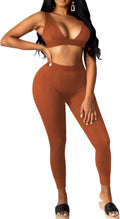 Women'S Workout Outfit 2 Pieces High Waist Bodycon Yoga Leggings and Sleeveless Crop Top Gym Clothes Set Tracksuit Ochre Small