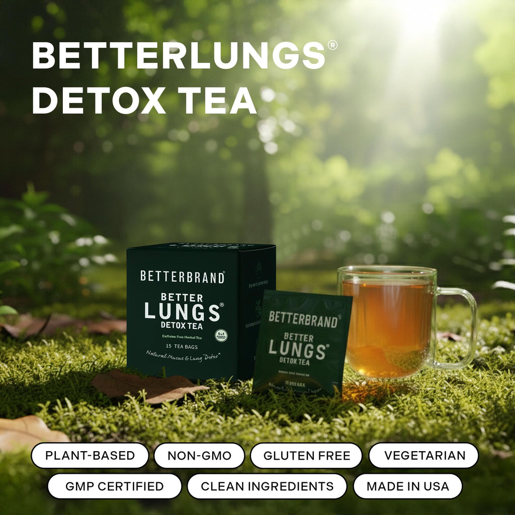 Betterbrand Mullein Tea Bags for Lung Detox - Respiratory Support with Thyme, Elderberry, Ginseng, Ginger, Caffeine Free Herbal Blend - 15 Tea Bags (Pack of 1)