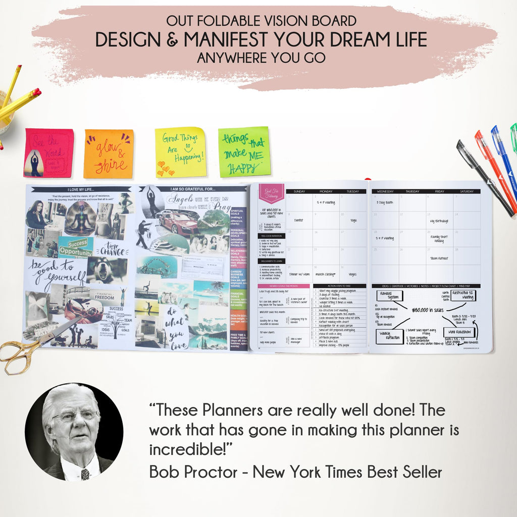 Deluxe 2026 Planner Weekly and Monthly | Law of Attraction Planner with Productivity App | 12-Month for Productivity, Gratitude & Goal Setting | Includes Foldable Vision Board, Gift Box & Stickers