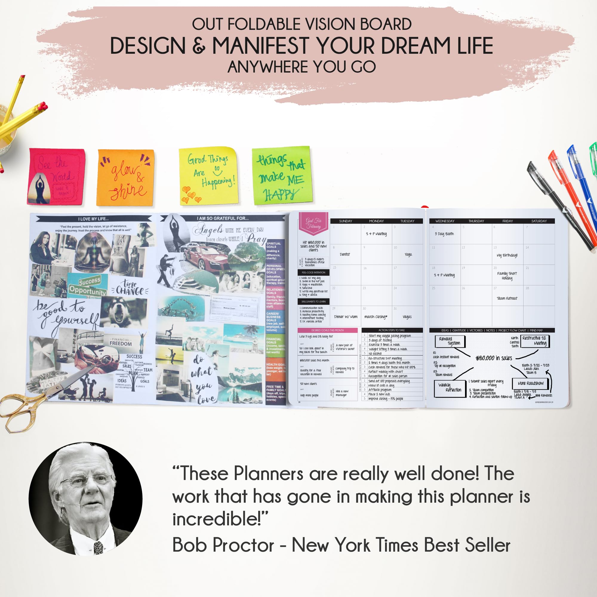 Deluxe 2026 Planner Weekly and Monthly | Law of Attraction Planner with Productivity App | 12-Month for Productivity, Gratitude & Goal Setting | Includes Foldable Vision Board, Gift Box & Stickers