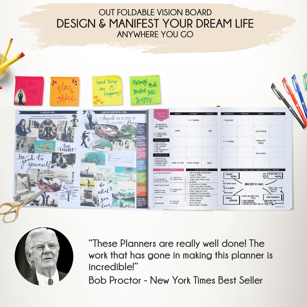 Deluxe 2026 Planner Weekly and Monthly | Law of Attraction Planner with Productivity App | 12-Month for Productivity, Gratitude & Goal Setting | Includes Foldable Vision Board, Gift Box & Stickers