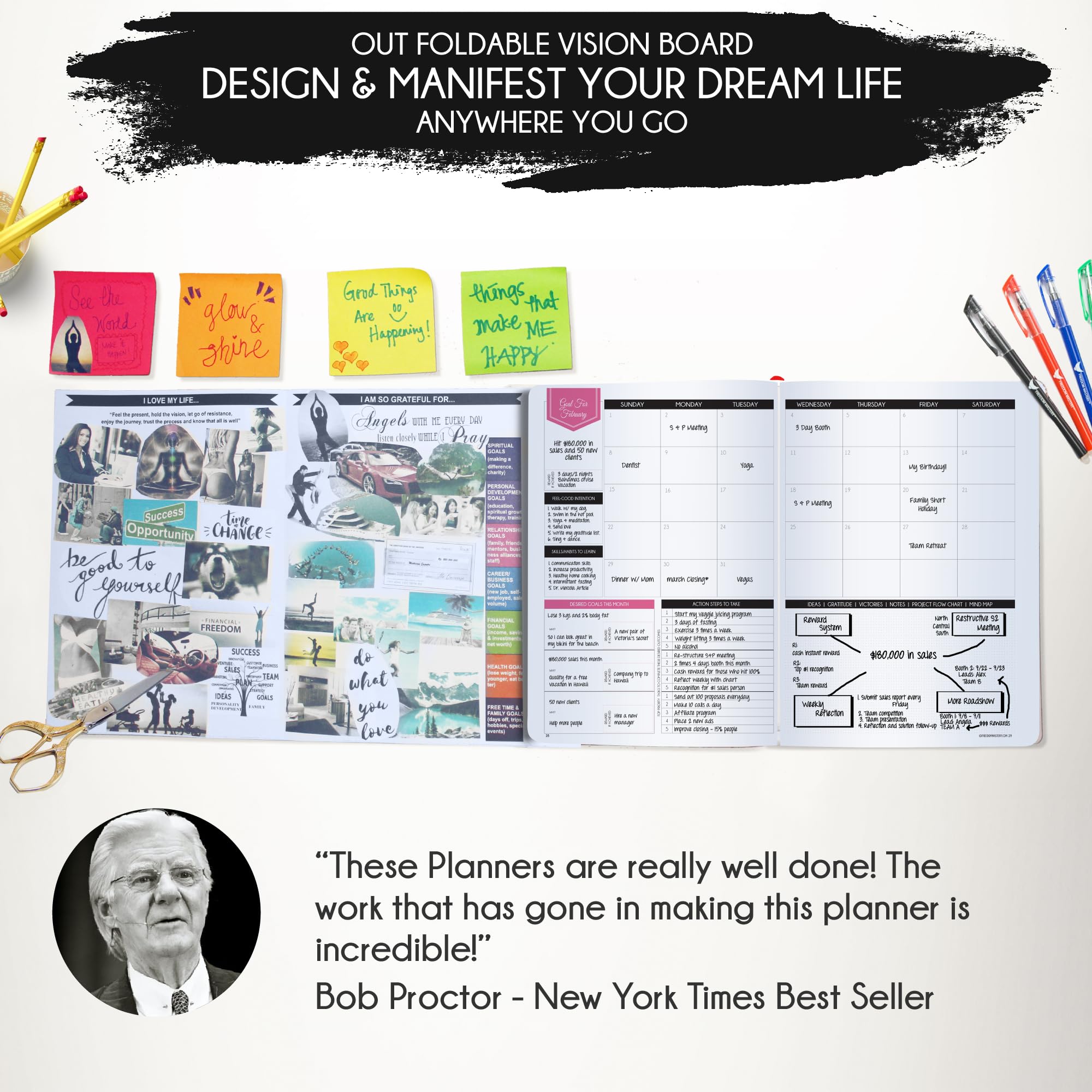 Deluxe 2026 Planner Weekly and Monthly | Law of Attraction Planner with Productivity App | 12-Month for Productivity, Gratitude & Goal Setting | Includes Foldable Vision Board, Gift Box & Stickers