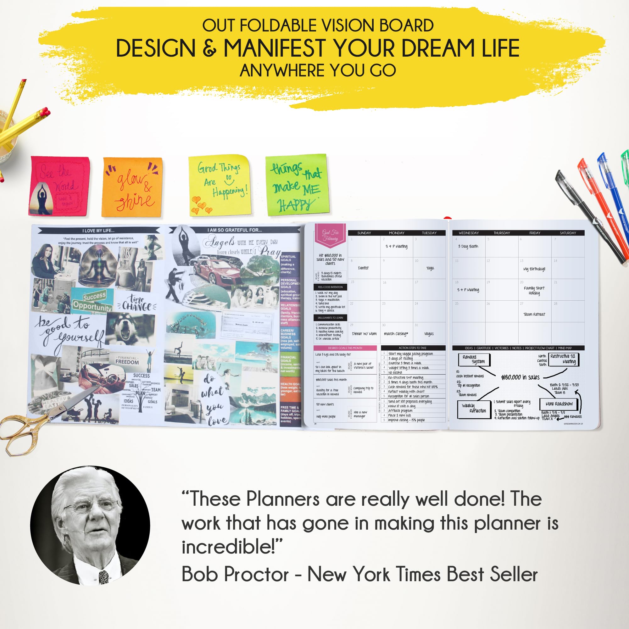 Deluxe 2026 Planner Weekly and Monthly | Law of Attraction Planner with Productivity App | 12-Month for Productivity, Gratitude & Goal Setting | Includes Foldable Vision Board, Gift Box & Stickers