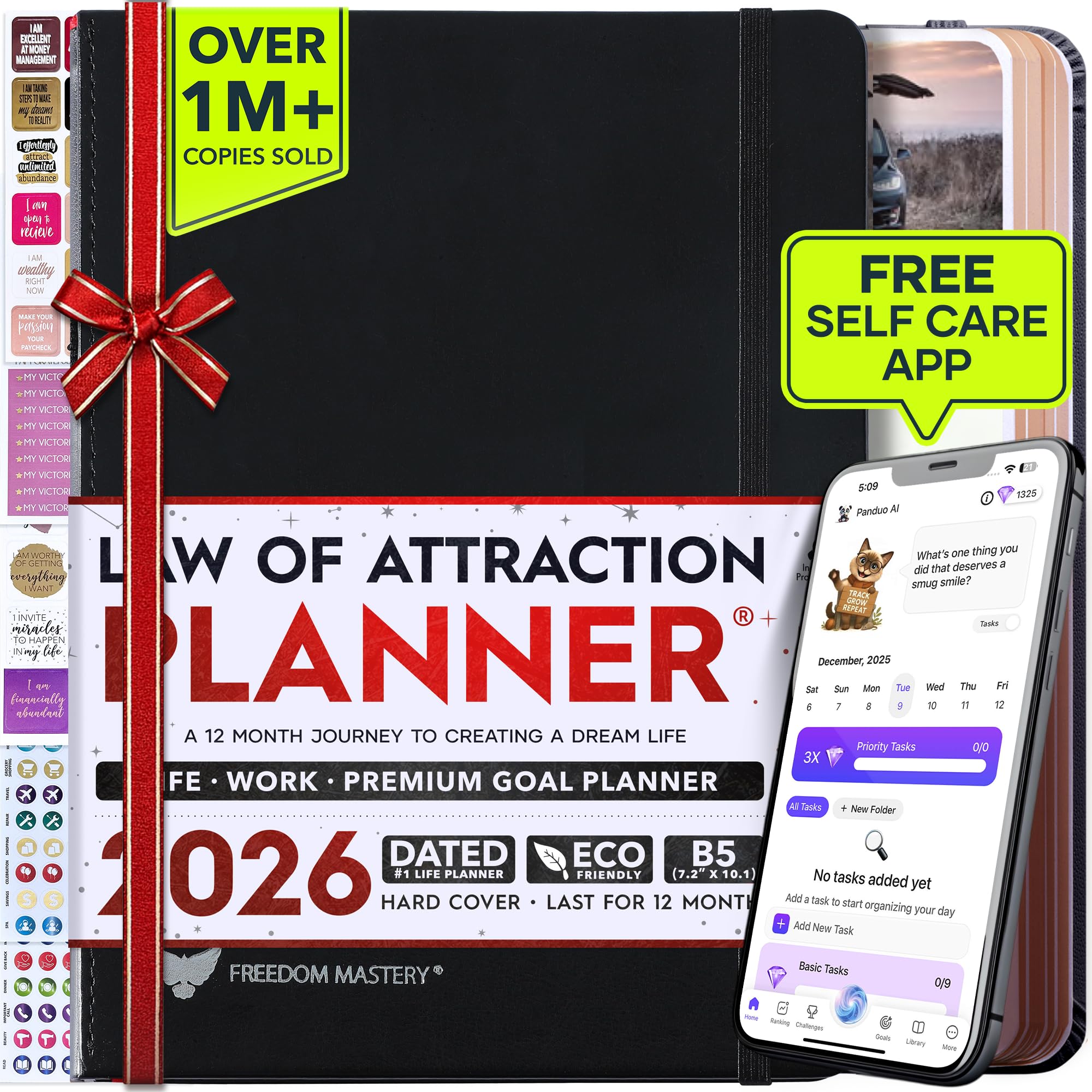 Deluxe 2026 Planner Weekly and Monthly | Law of Attraction Planner with Productivity App | 12-Month for Productivity, Gratitude & Goal Setting | Includes Foldable Vision Board, Gift Box & Stickers