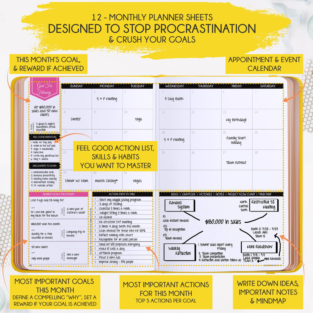 Deluxe 2026 Planner Weekly and Monthly | Law of Attraction Planner with Productivity App | 12-Month for Productivity, Gratitude & Goal Setting | Includes Foldable Vision Board, Gift Box & Stickers