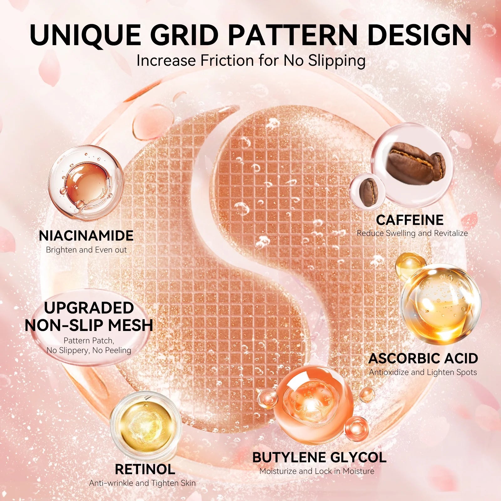 Rose Eye Mask Eye Patches 60 Pcs Puffy Eyes Dark Circles Reduce Wrinkles and Fine Lines Undereye