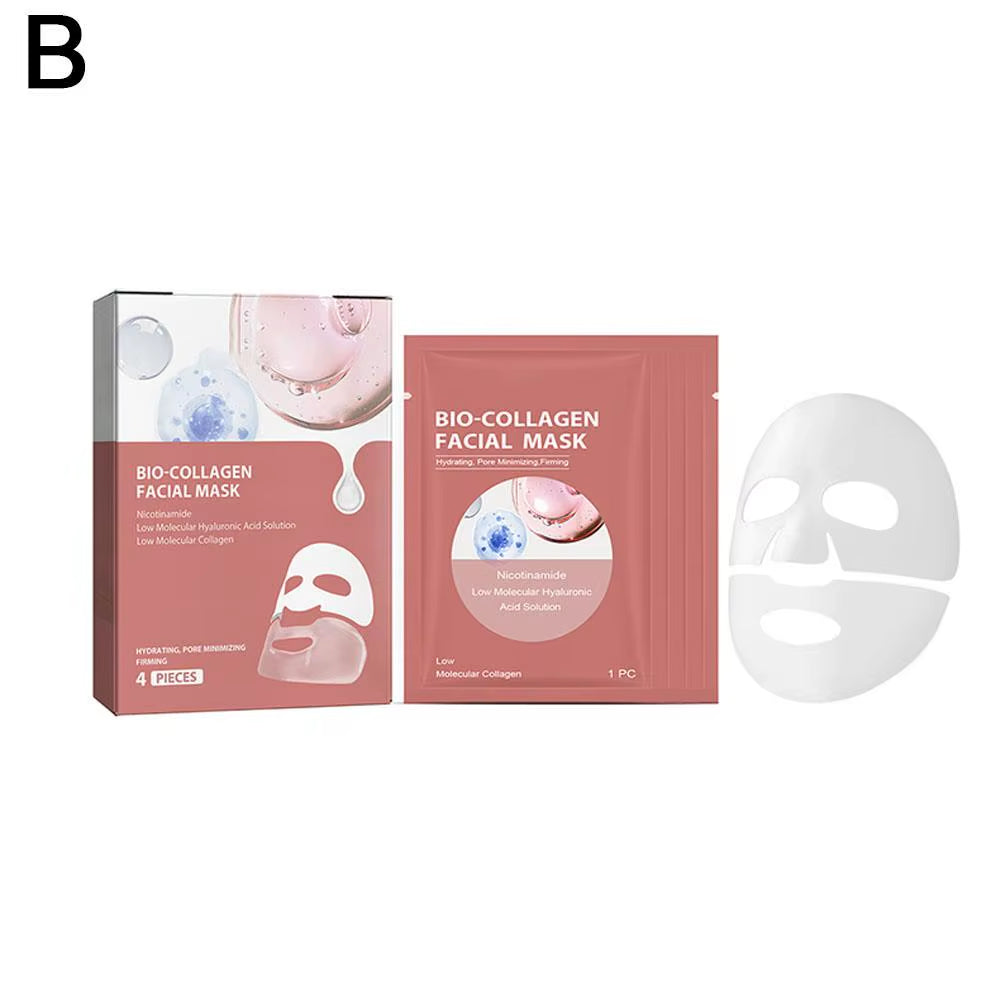 4/1Pcs Bio Collagen Facial Mask Deep Moisturizing Mask Shrink Pores Hydrating Refreshing Brightening Face Skin Care Products