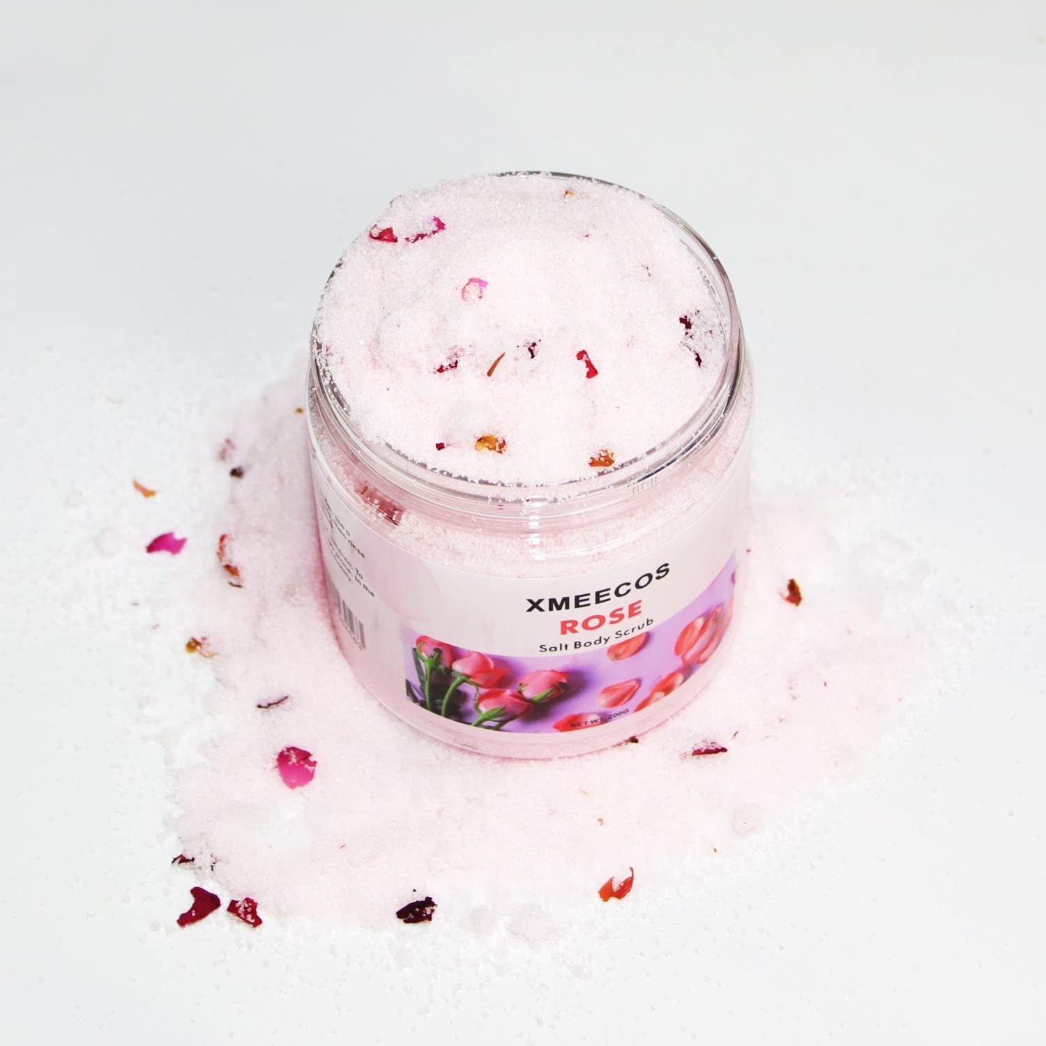 Lavender Salt Body Scrub Skin Cleaser with Natural Salt Lavender Petals Moisturizer| Exfoliating| Bath Salt| Cruelty-Free (Rose)