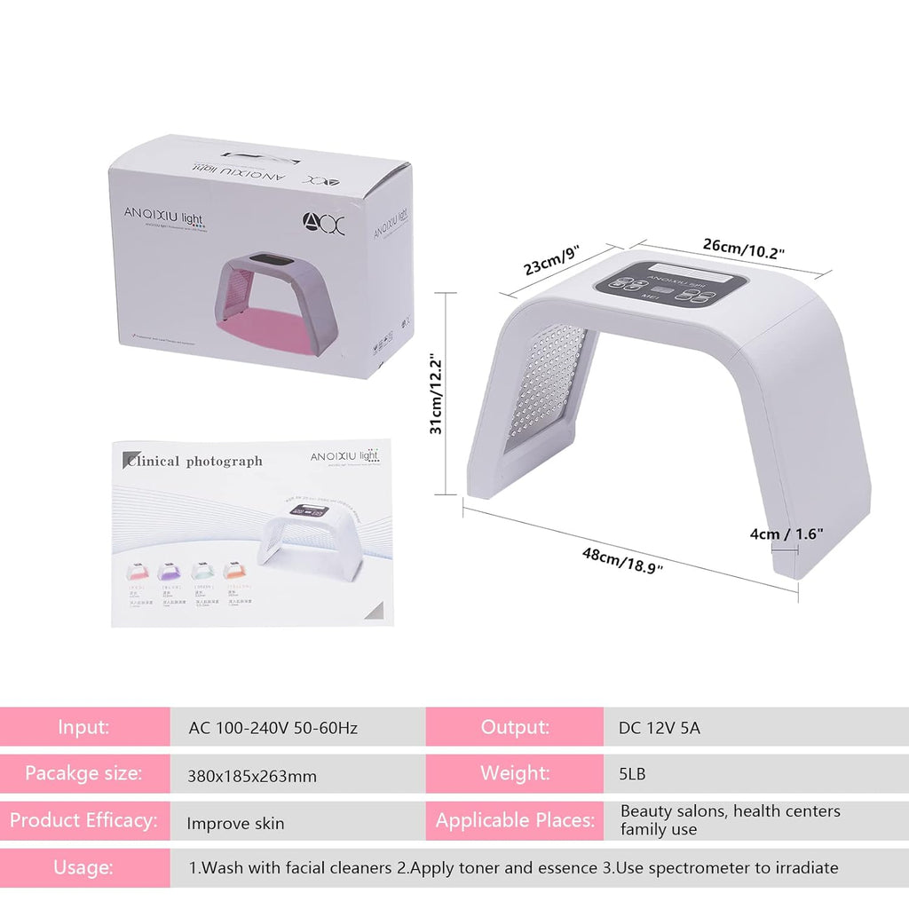 LED Face Skin Care Light Machine, 7 Color Face Mask Light Therapy with Eye Shield Salon Beauty Equipment for Face Skin Care at Home and SPA