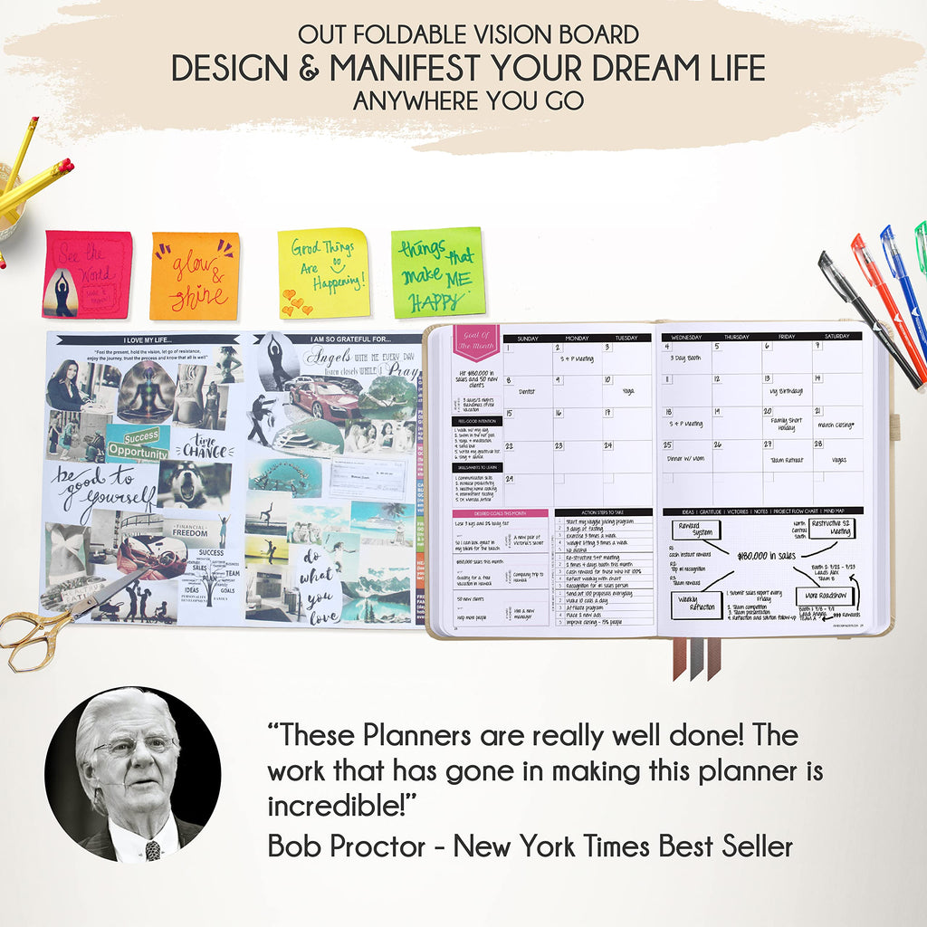 Deluxe 2026 Planner Weekly and Monthly | Law of Attraction Planner with Productivity App | 12-Month for Productivity, Gratitude & Goal Setting | Includes Foldable Vision Board, Gift Box & Stickers