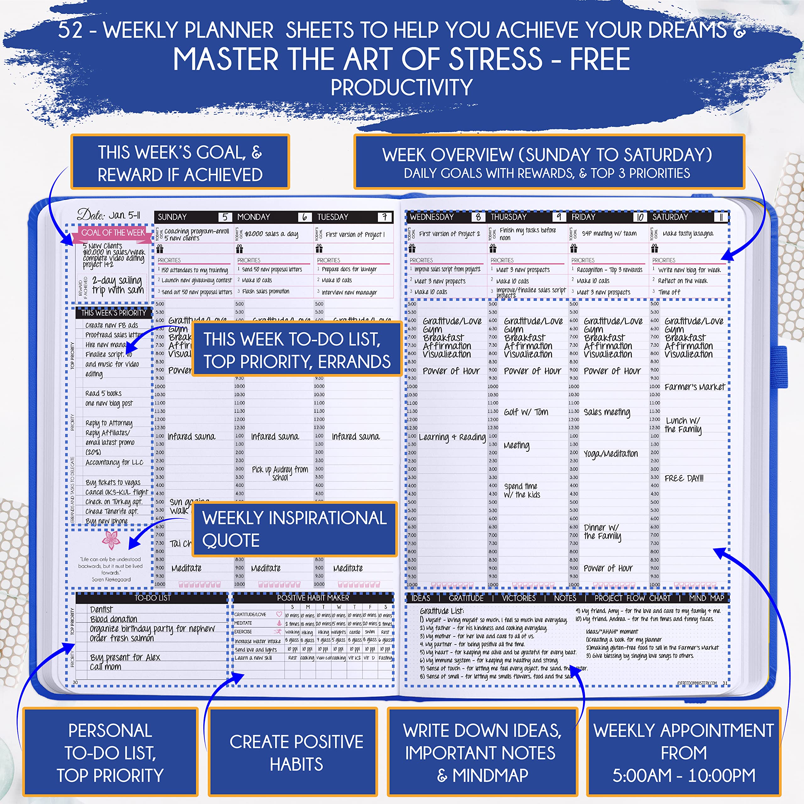 Deluxe 2026 Planner Weekly and Monthly | Law of Attraction Planner with Productivity App | 12-Month for Productivity, Gratitude & Goal Setting | Includes Foldable Vision Board, Gift Box & Stickers