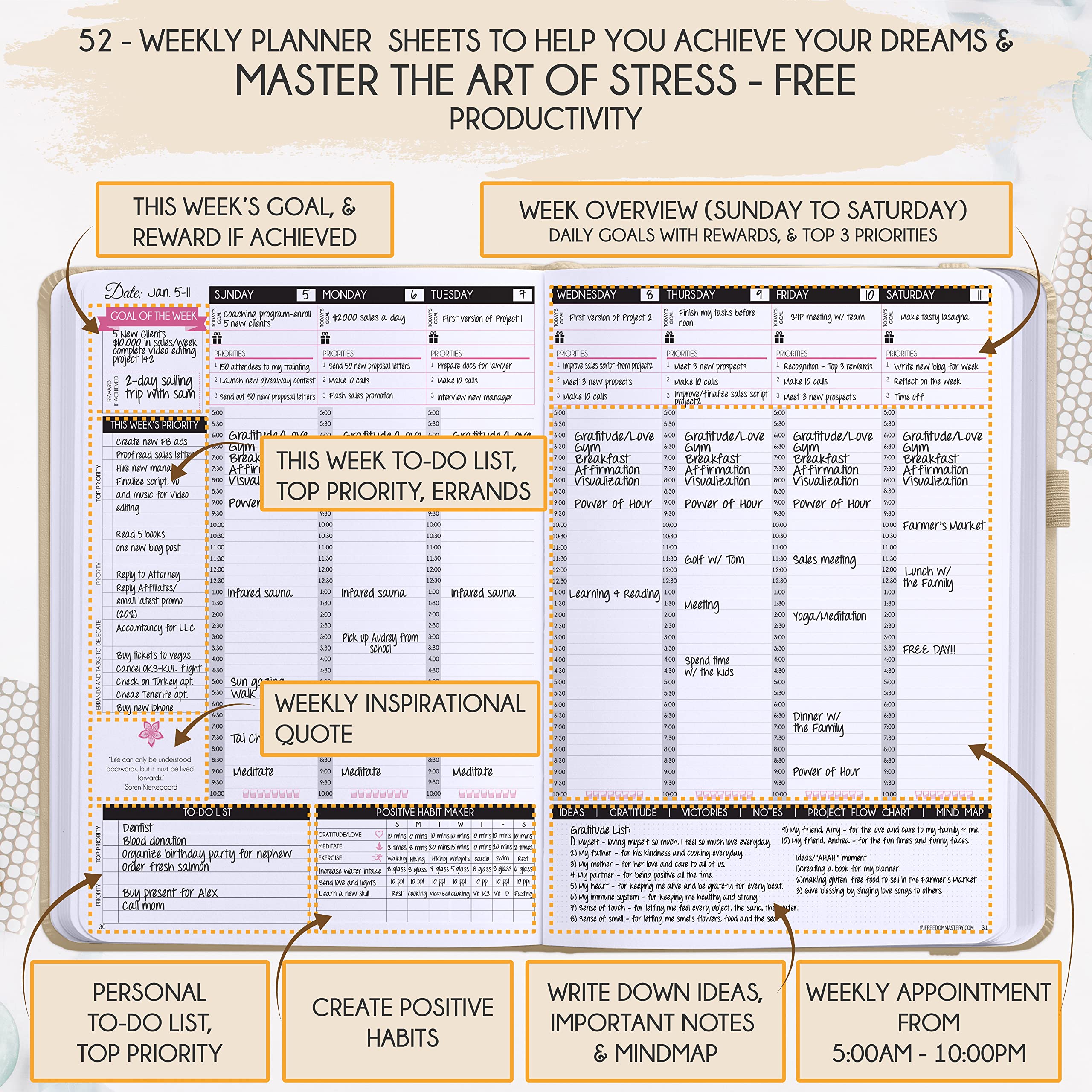 Deluxe 2026 Planner Weekly and Monthly | Law of Attraction Planner with Productivity App | 12-Month for Productivity, Gratitude & Goal Setting | Includes Foldable Vision Board, Gift Box & Stickers