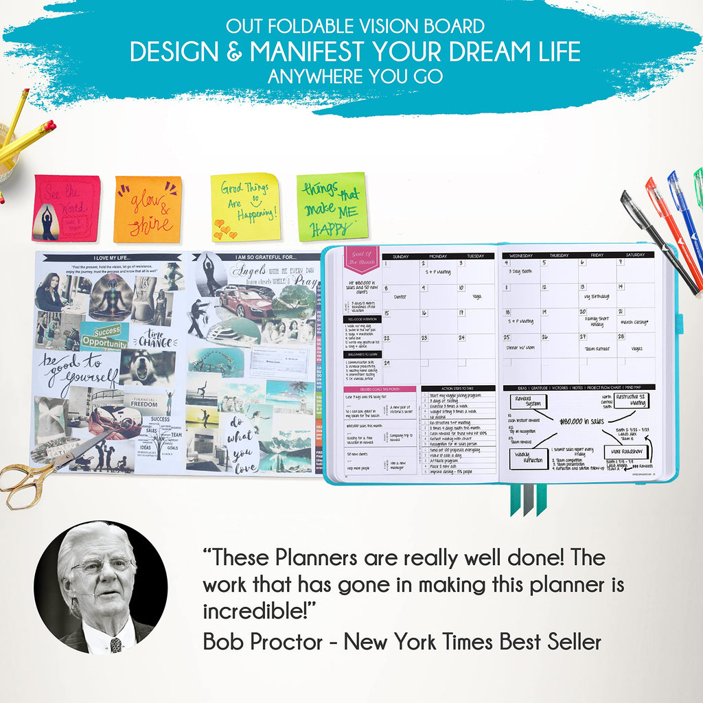 Deluxe 2026 Planner Weekly and Monthly | Law of Attraction Planner with Productivity App | 12-Month for Productivity, Gratitude & Goal Setting | Includes Foldable Vision Board, Gift Box & Stickers