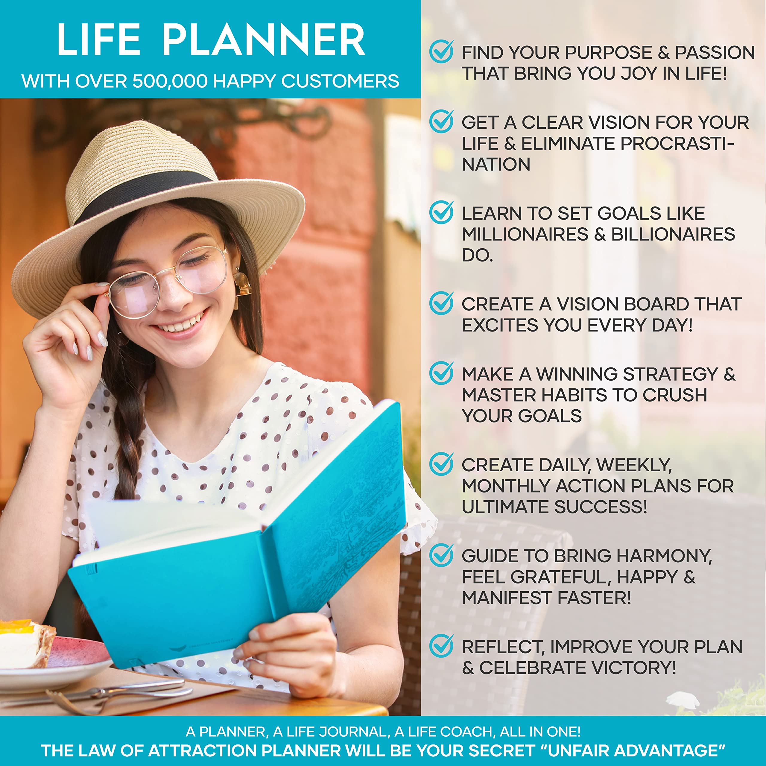 Deluxe 2026 Planner Weekly and Monthly | Law of Attraction Planner with Productivity App | 12-Month for Productivity, Gratitude & Goal Setting | Includes Foldable Vision Board, Gift Box & Stickers