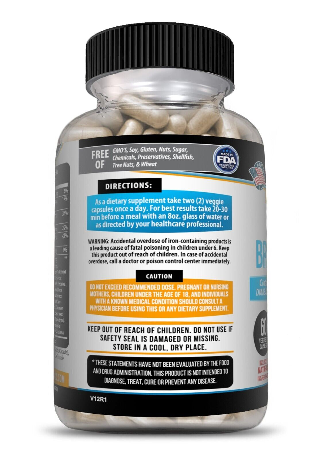 (2 Pack) Nootropic Brain Booster 60Ct, Brain Memory Support, Dietary Supplement