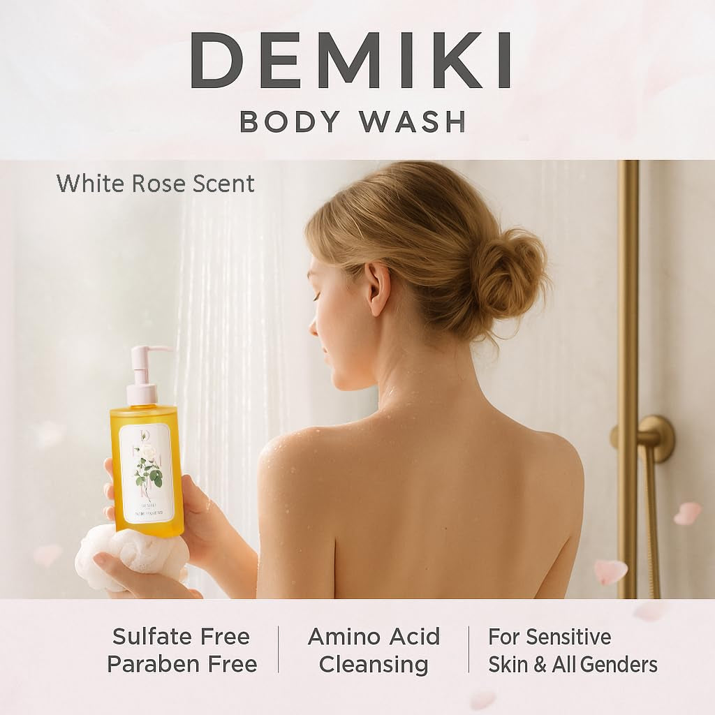Body Wash Women Moisturizing Sensitive Skin, White Rose Scent Shower Gel Body Wash for Women, Winter Hydration Care, Sulfate-Free, Paraben-Free, Dye-Free, 10 Fl Oz