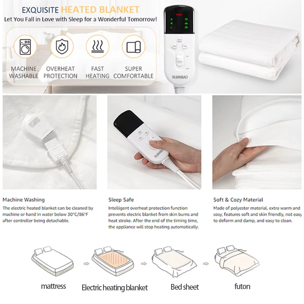 Heated Blanket Electric Blanket Timer Heated Pad 220V 150*80Cm Thermal Mattress Winter Body Warmer Heated Bed Warmer