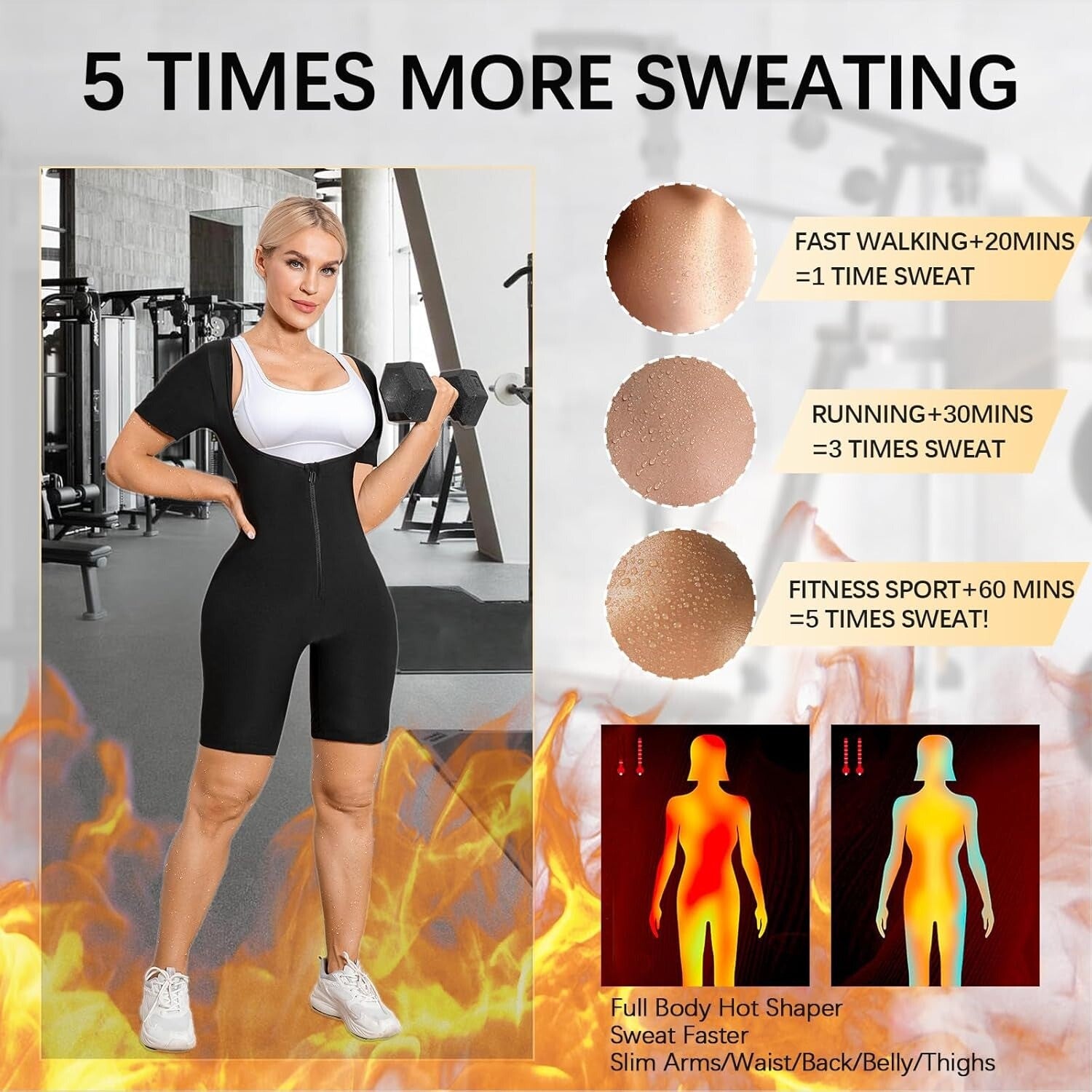 Women Sauna Suit Sweat Vest Waist Trainer Fat Burn Full Body Shaper Workout Tops