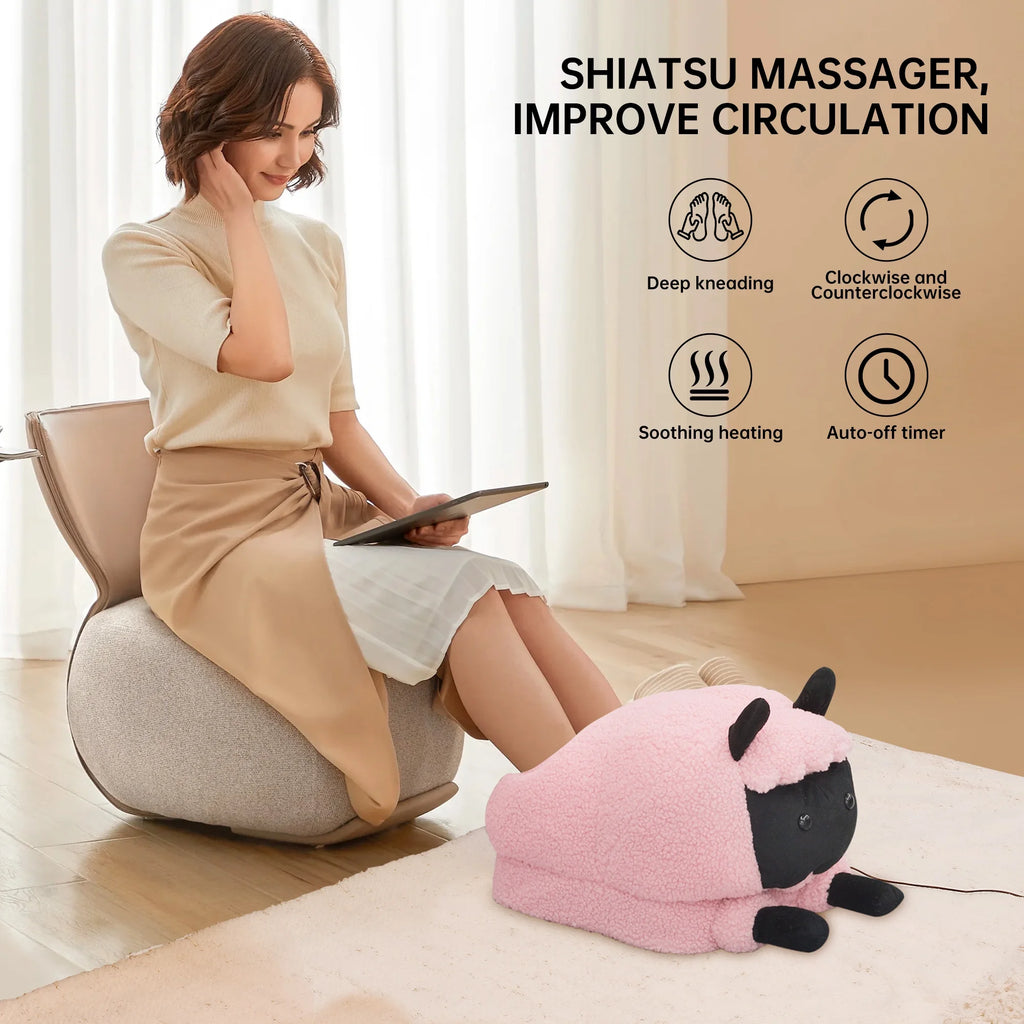 Shiatsu Foot Massager with Heat, Animal Foot Warmer for Tired Blood Circulation, Gifts
