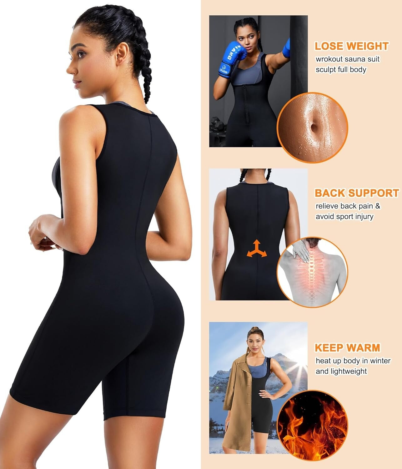 Women Sauna Suit Sweat Vest Waist Trainer Fat Burn Full Body Shaper Workout Tops