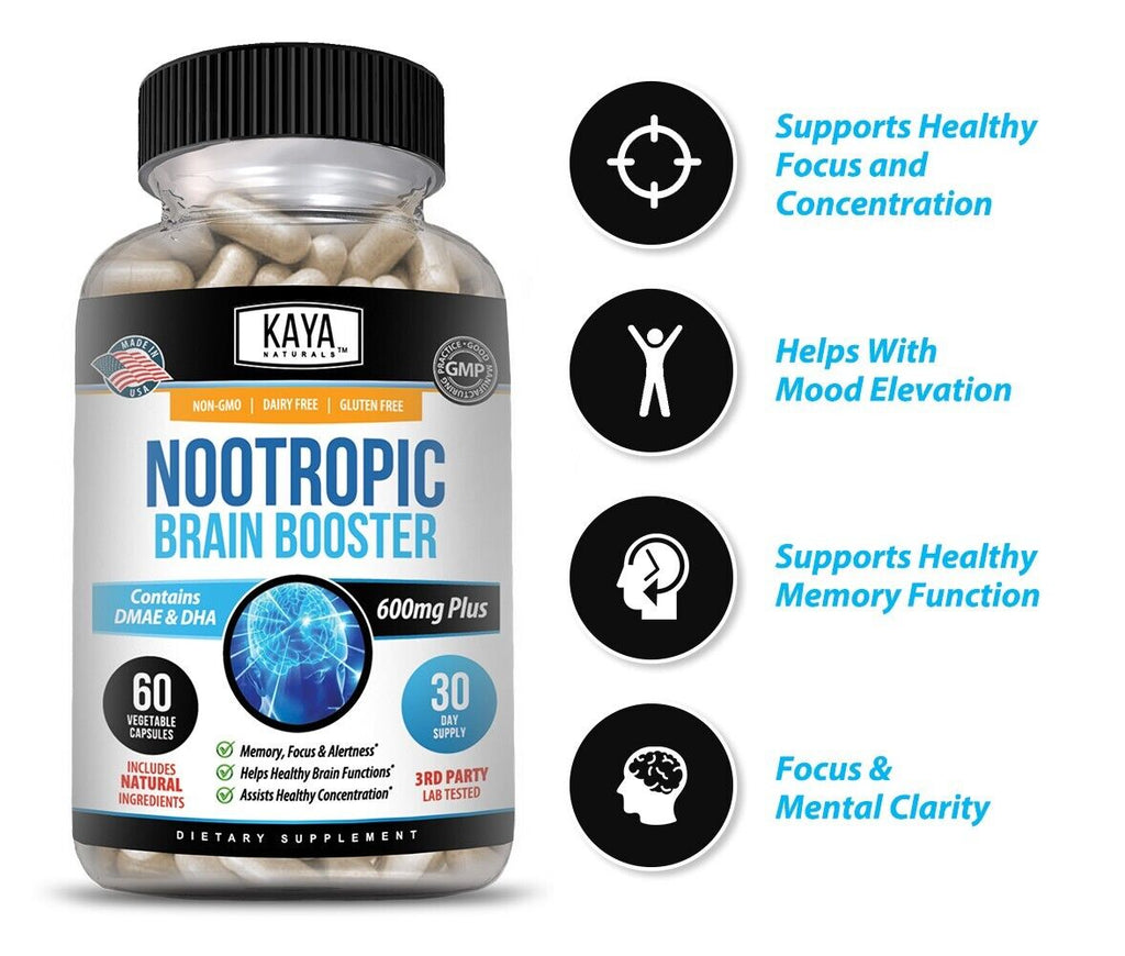 (2 Pack) Nootropic Brain Booster 60Ct, Brain Memory Support, Dietary Supplement