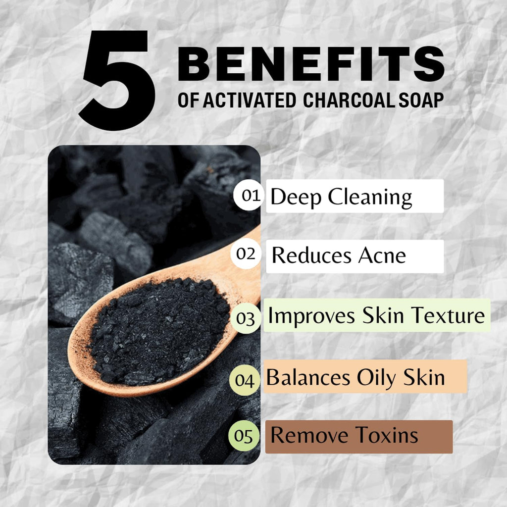 Activated Charcoal Soap 4Oz 6-Pack Gift Box – Detoxifying and Exfoliating Charcoal Soap Bar with Dead Sea Salt for Face & Body, for Men & Women