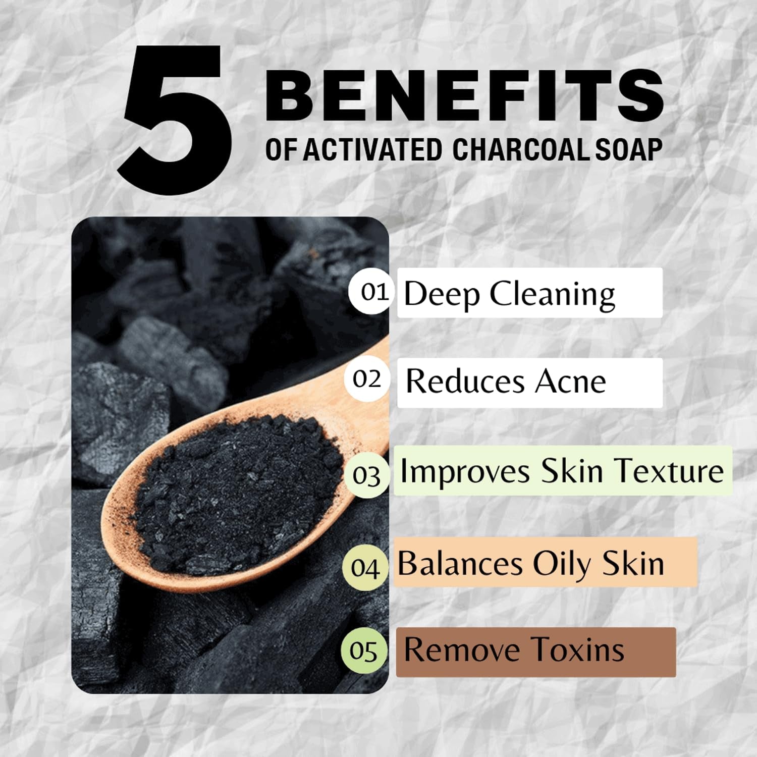 Activated Charcoal Soap 4Oz 6-Pack Gift Box – Detoxifying and Exfoliating Charcoal Soap Bar with Dead Sea Salt for Face & Body, for Men & Women