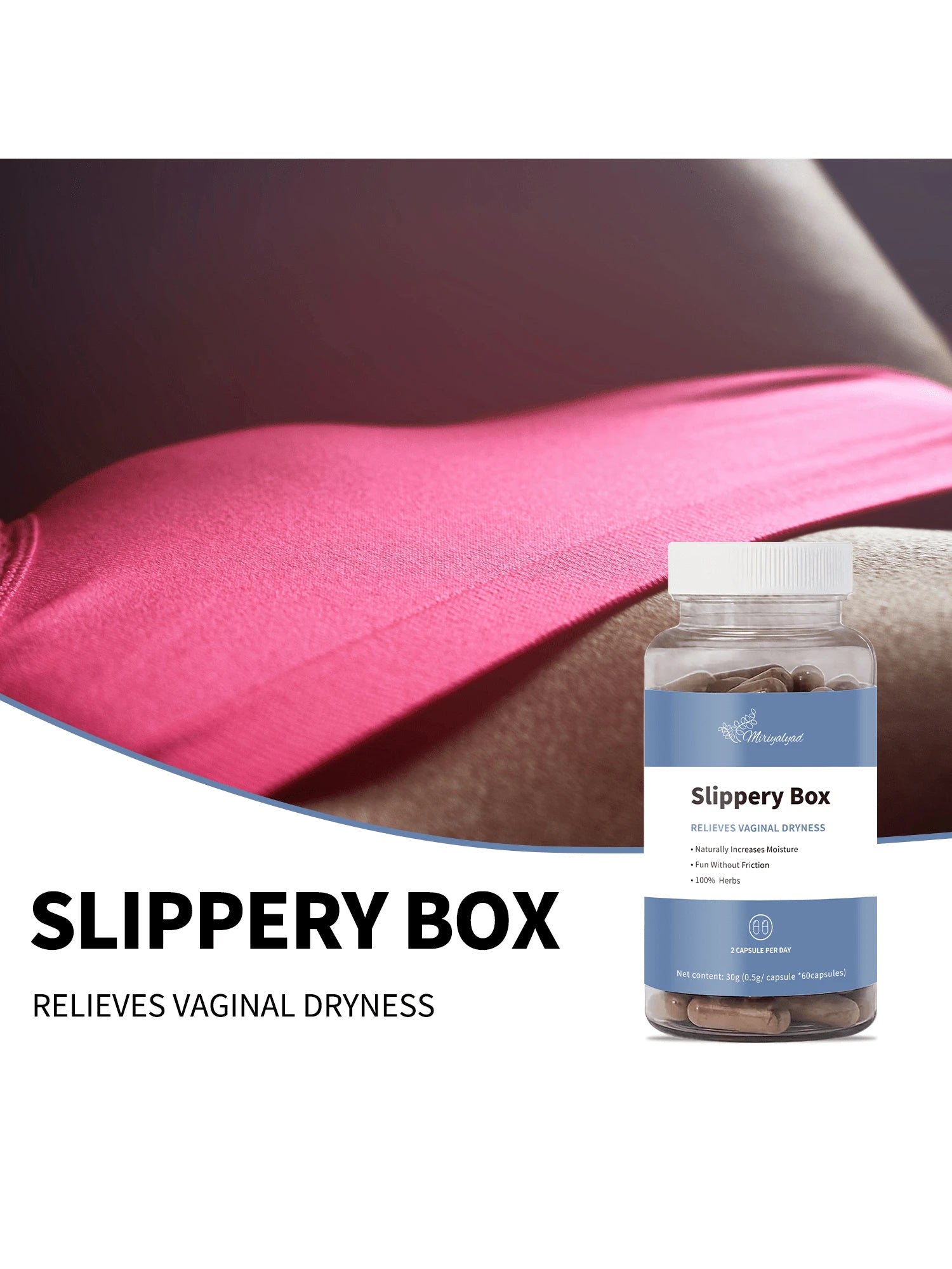 Miriyalyad Slippery Box - for Natural Moisture Support, Feminine Care for Health | Feminine Care for Women, 60 Fast-Acting Capsules