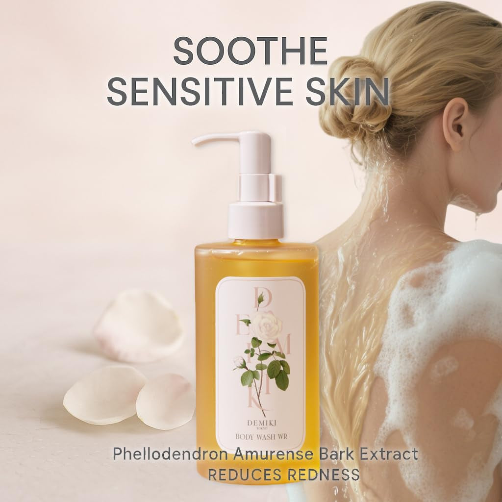 Body Wash Women Moisturizing Sensitive Skin, White Rose Scent Shower Gel Body Wash for Women, Winter Hydration Care, Sulfate-Free, Paraben-Free, Dye-Free, 10 Fl Oz