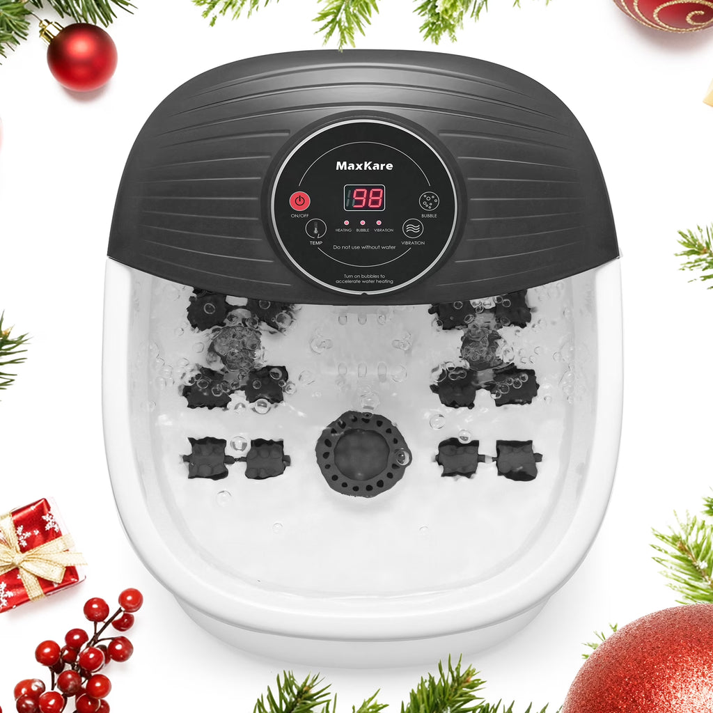 Foot Spa Bath Massager with Heat, Bubbles, and Vibration for Soothe and Comfort Feet, Black