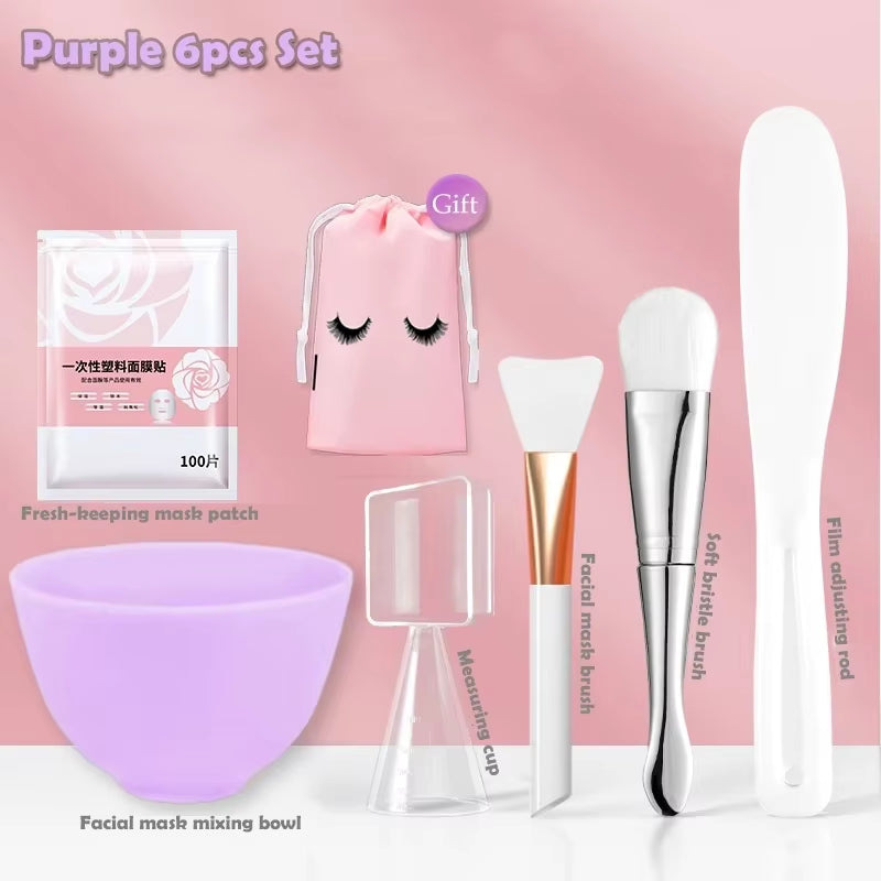 Face Skin Care Tool Set Silicone Facial Mask Brushes Beauty Salon Bowl Spoon Mask Mud Film Brush Skin Care DIY Beauty Tools