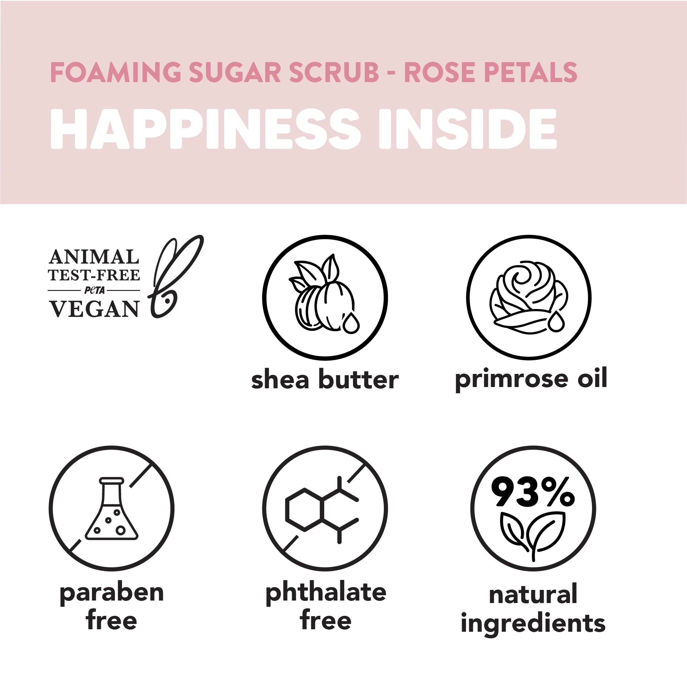 Foaming Body Scrub with Shea Butter & Primrose Oil, Rose Petals, 16 Fl Oz