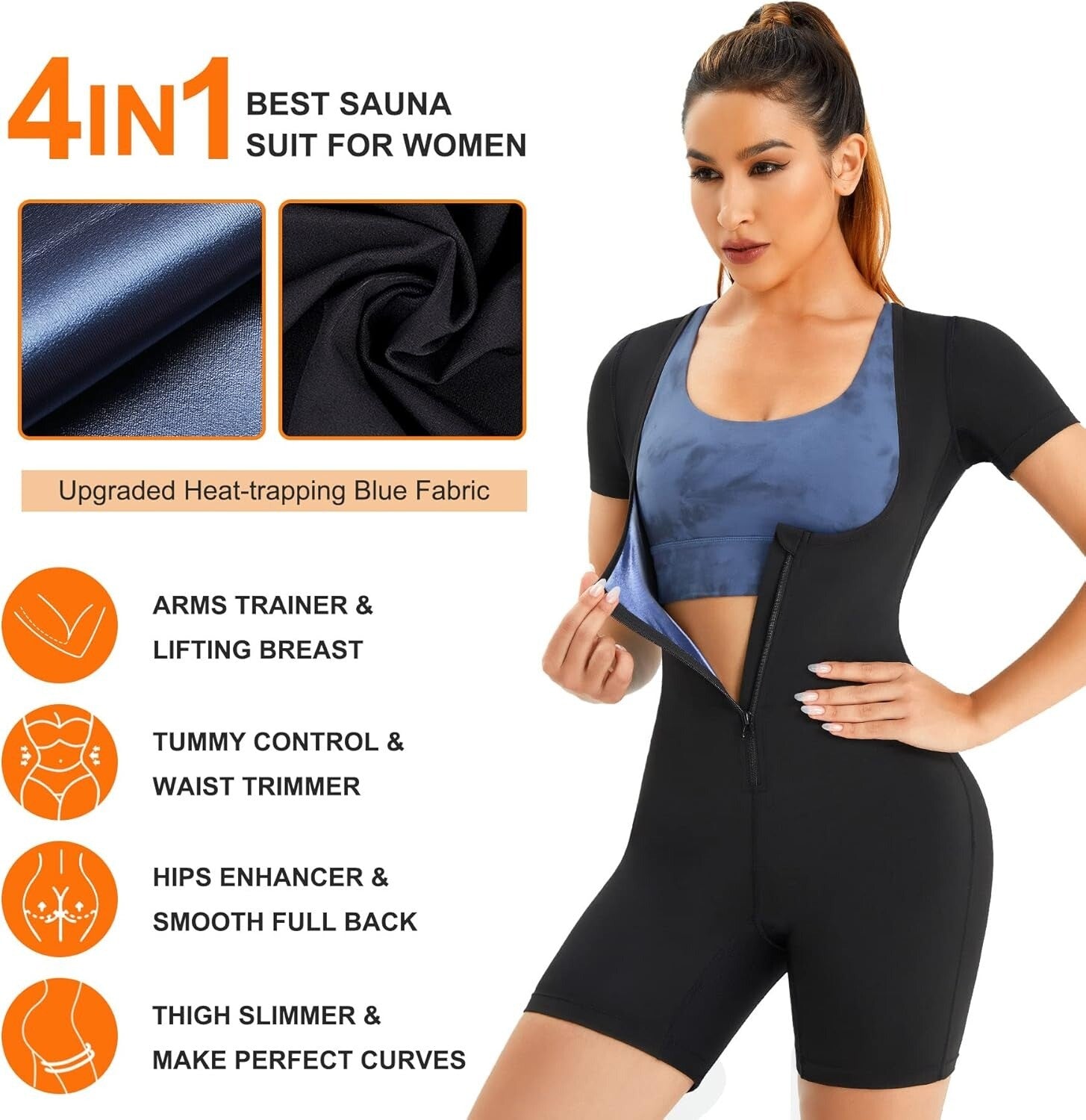 Women Sauna Suit Sweat Vest Waist Trainer Fat Burn Full Body Shaper Workout Tops