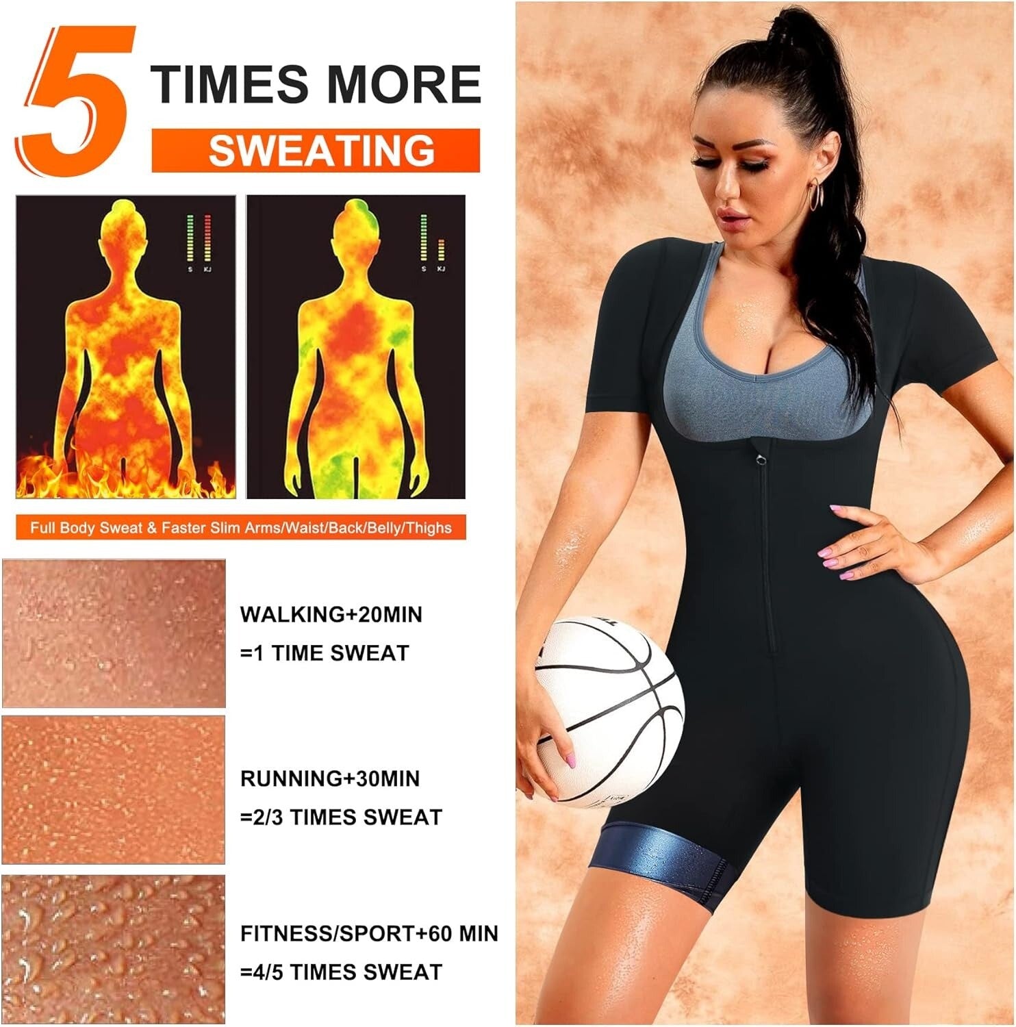 Women Sauna Suit Sweat Vest Waist Trainer Fat Burn Full Body Shaper Workout Tops