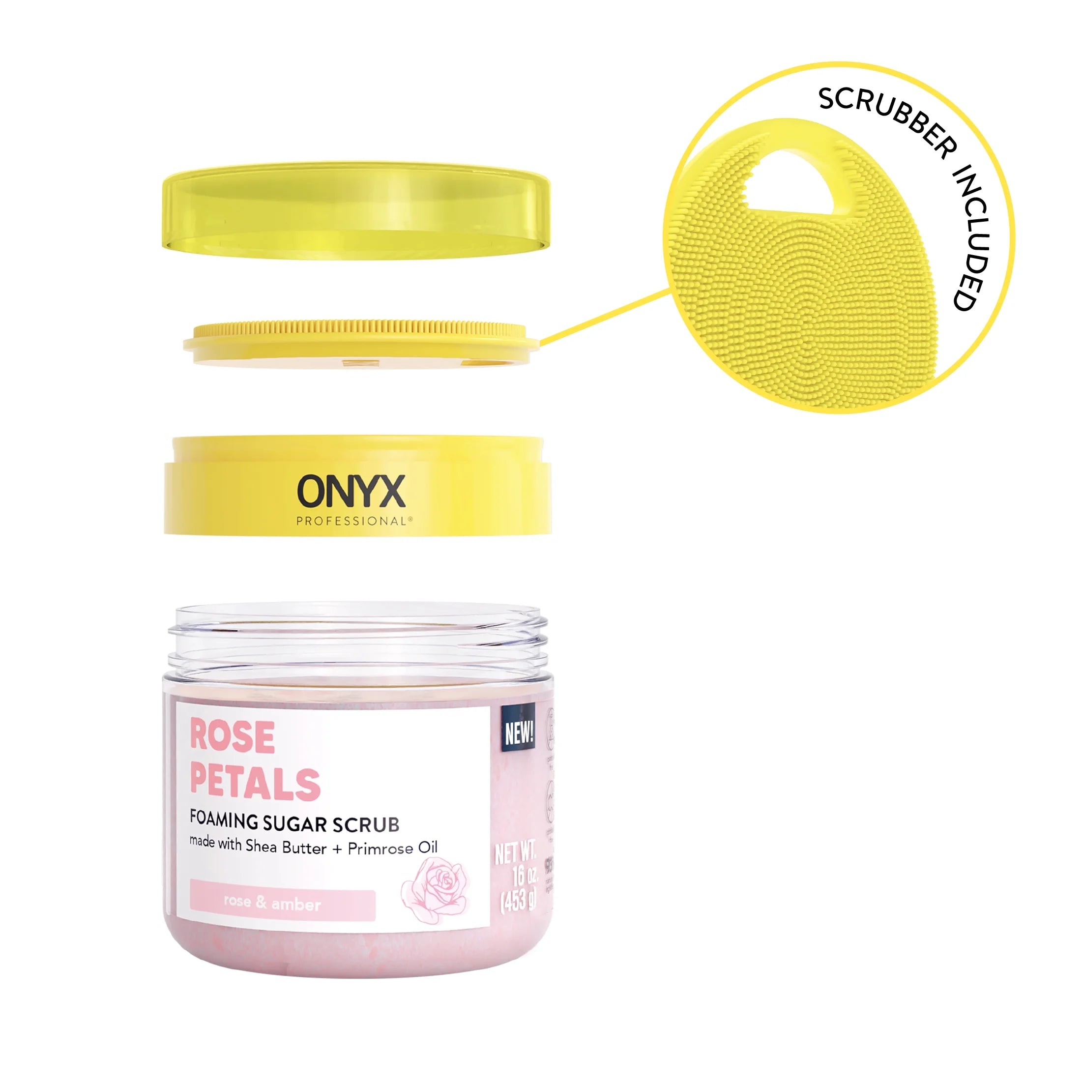 Foaming Body Scrub with Shea Butter & Primrose Oil, Rose Petals, 16 Fl Oz