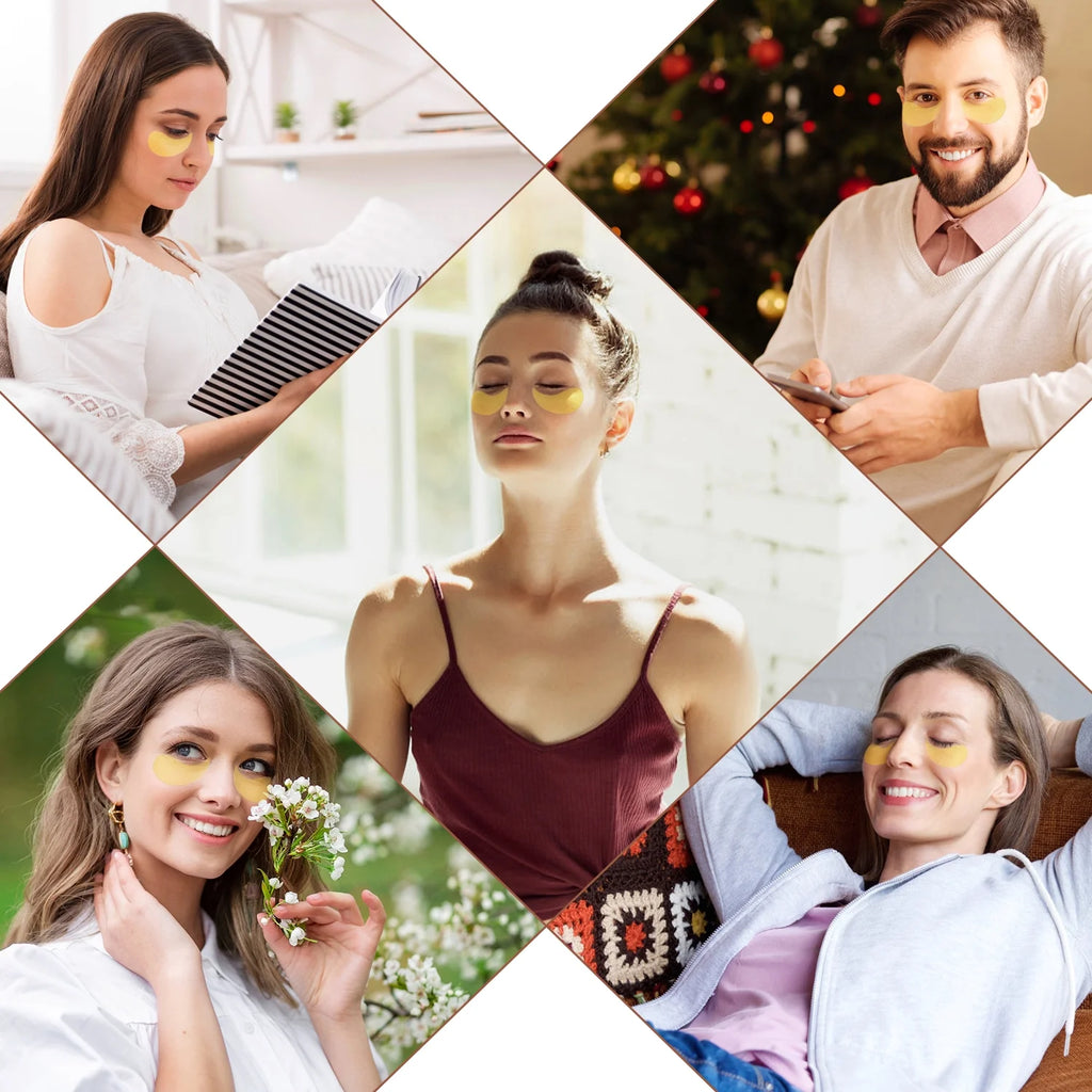 24K Gold Eye Mask Collagen Patches for Hydrating and Firming, Reduce Fine Line, Eye Bags, Wrinkles and Dark Circles-60Pcs