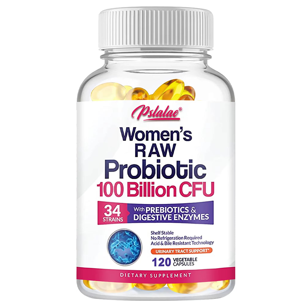Raw Probiotics for Women - 100 Billion CFU, with Prebiotics,Digestive Enzymes - Promotes Digestion and Gut Health - 120 Capsules