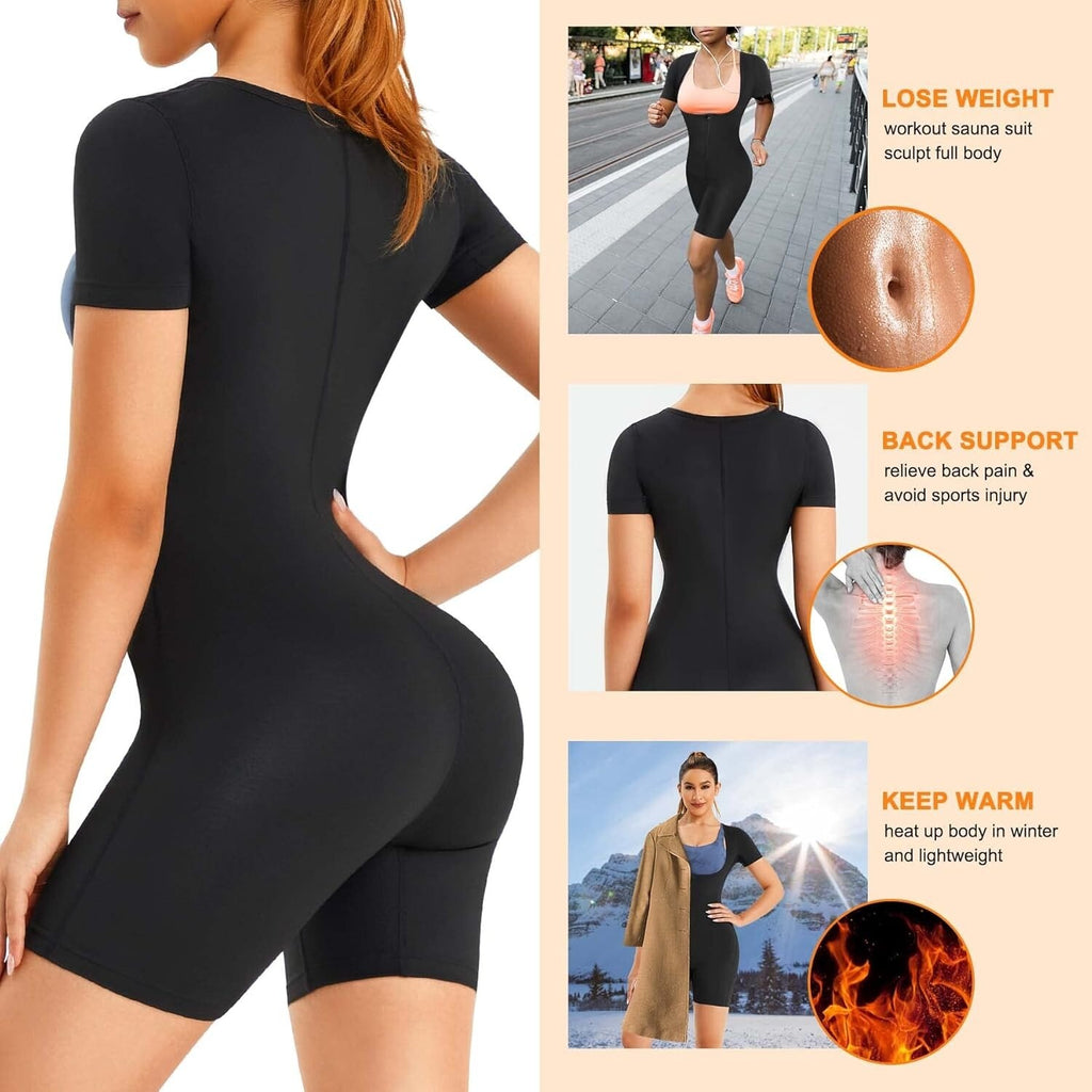 Women Sauna Suit Sweat Vest Waist Trainer Fat Burn Full Body Shaper Workout Tops