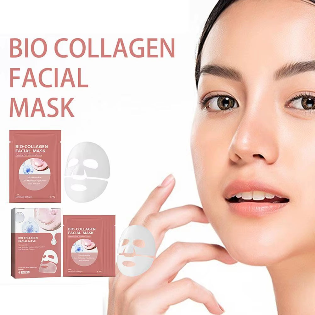 4/1Pcs Bio Collagen Facial Mask Deep Moisturizing Mask Shrink Pores Hydrating Refreshing Brightening Face Skin Care Products